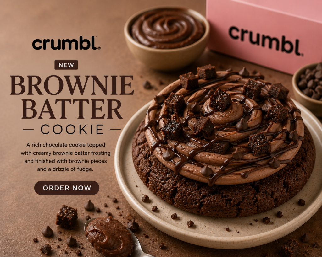 brownie batter crumbl cookie