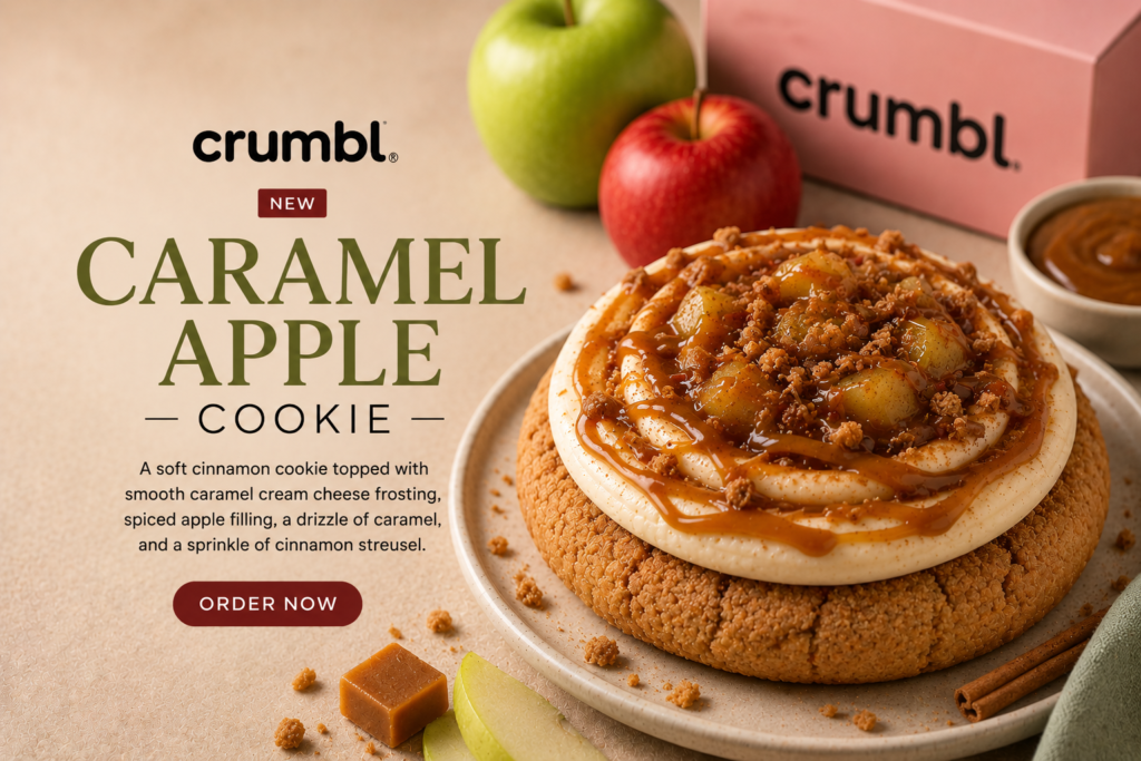 caramel apple crumbl cookie