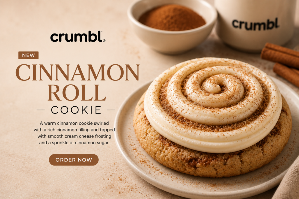 cinnamon roll crumbl cookie