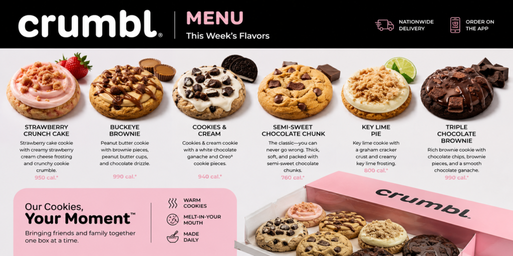 crumbl cookies menu