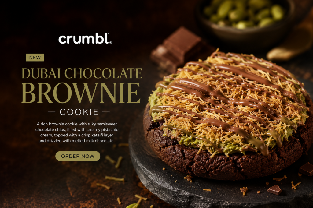 dubai chocolate brownie crumbl