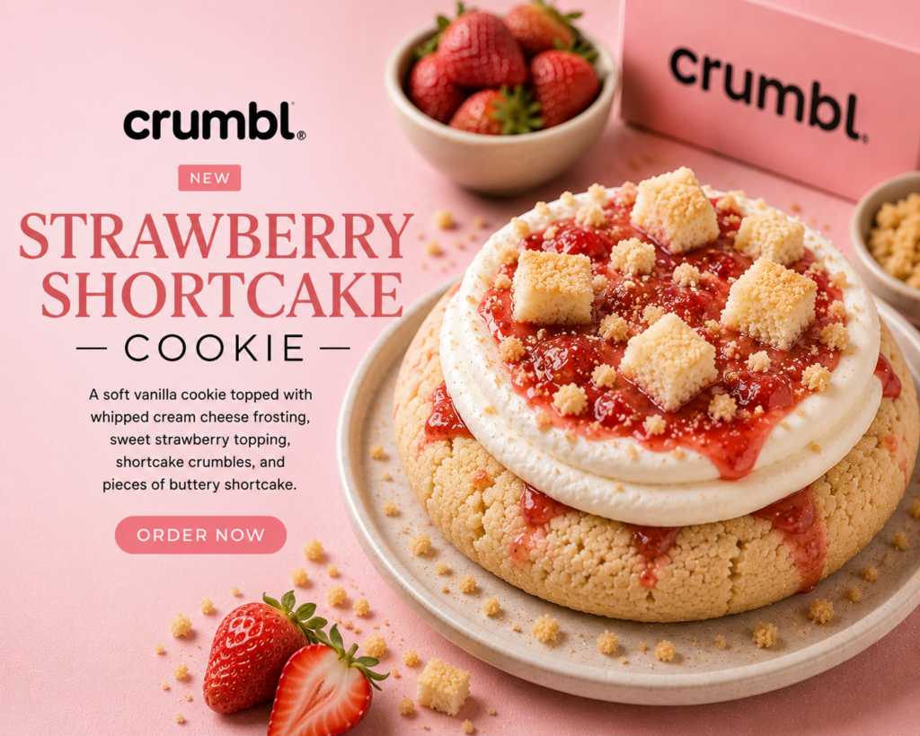 strawberry shortcake crumbl cookie